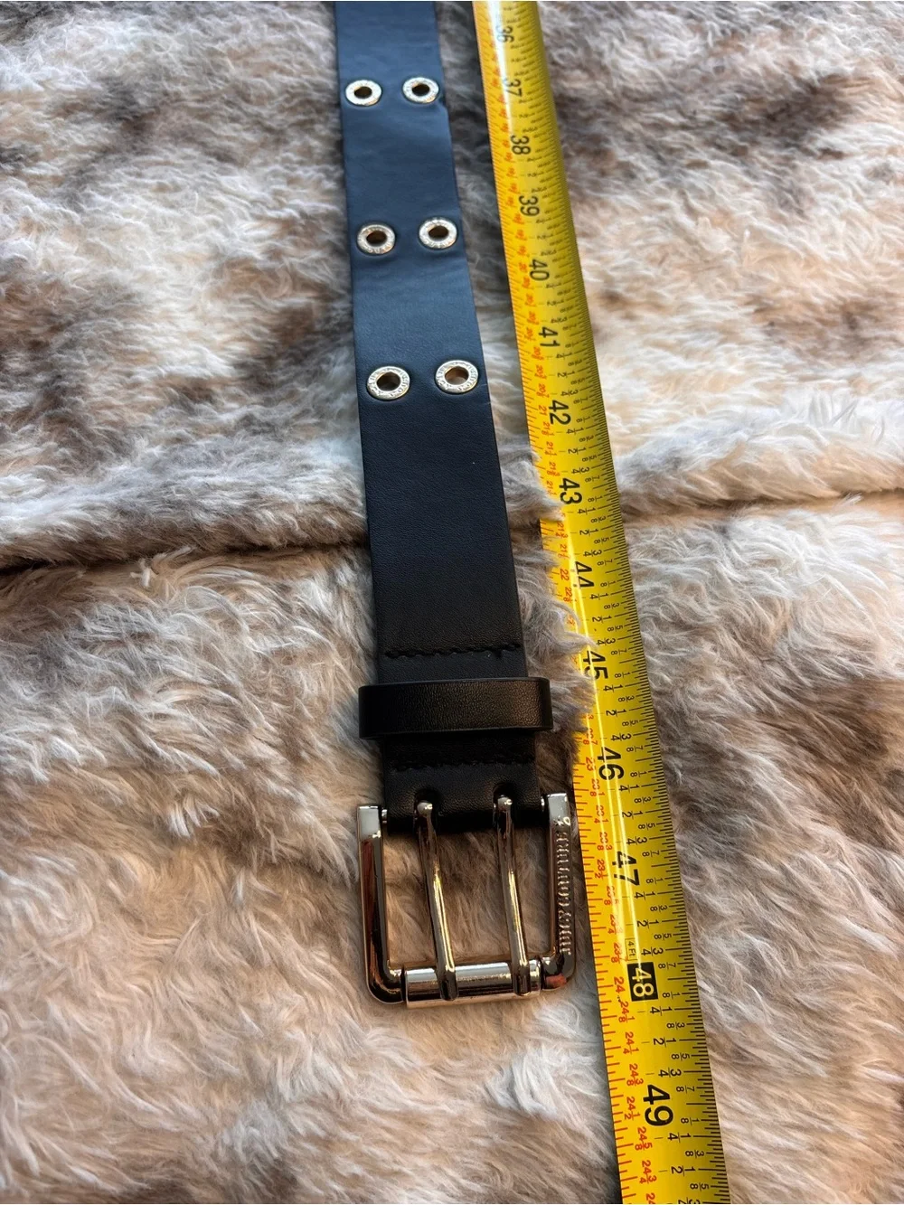 Juicy Couture Black Leather Belt with Gold-Tone Triple-Prong Buckle